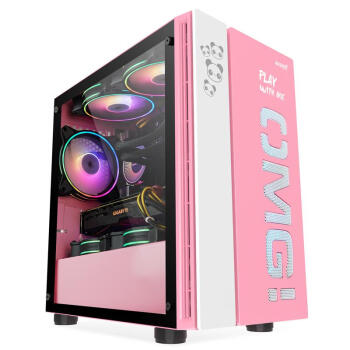 游戏悍将 OMG M-ATX机箱 半侧透 粉色