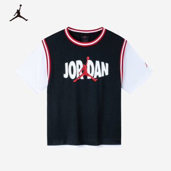 Jordan NIKE 耐克 AJ童装男童短袖T恤夏季儿童 正黑色 110
