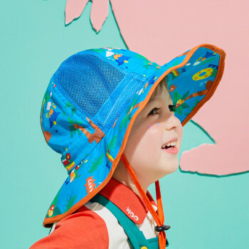 柠檬宝宝 儿童防晒帽遮阳防紫外线女男童太阳渔夫帽 海蓝西瓜小恐龙 50CM