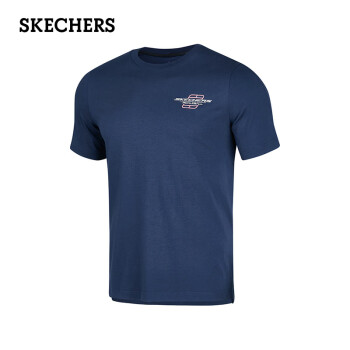 SKECHERS 斯凯奇 夏男子舒适运动跑步健身训练透气针织短袖T恤衫P224M018