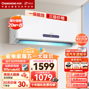 CHANGHONG 长虹 大1匹新一级能效 变频冷暖京小宅 智能卧室空调挂机
