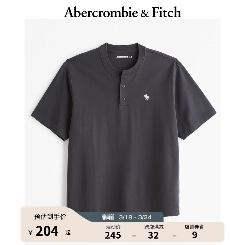 Abercrombie & Fitch 24春夏新款小麋鹿亨利式T恤358178-1 券后199.35元