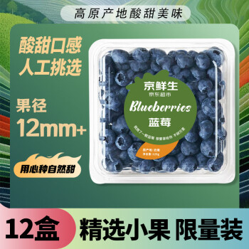 Mr.Seafood 京鲜生 云南蓝莓 12盒装 果径12mm+