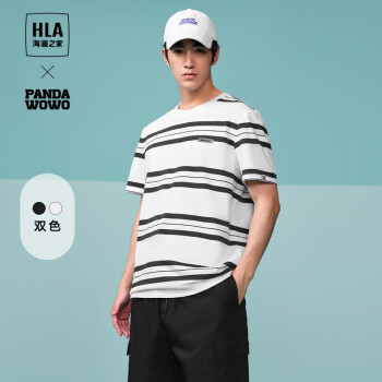 HLA 海澜之家 短袖T恤男24POWER YOUNG系列条纹圆领短袖男夏季