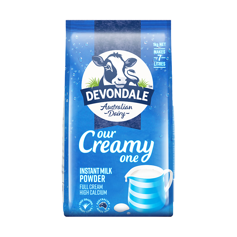 再降价、pLuS会员、京东百亿补贴：Devondale 德运 高钙全脂奶粉 1kg/袋 56.05元