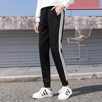 adidas 阿迪达斯 梭织长裤女 MH WV PT舒适透气收口黑色运动裤 GF0112 L