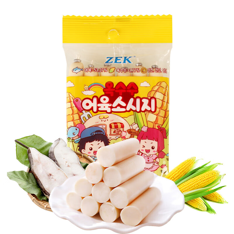 ZEK 韩国芝士玉米鳕鱼肠105gx3袋儿童宝宝零食海味零食 玉米味 90g（需首购礼金） 4.27元