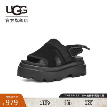 UGG 夏季女士厚底可调式束带搭扣凉鞋 1156430 BLK|黑色 36
