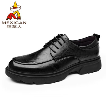 Mexican 稻草人 商务休闲鞋男士牛皮鞋男正装鞋德比鞋 111D81202 黑色 41