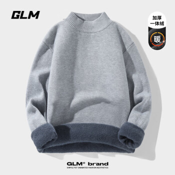 GLM 加绒毛衣男冬季本命年半高领针织衫厚款保暖新年衣服