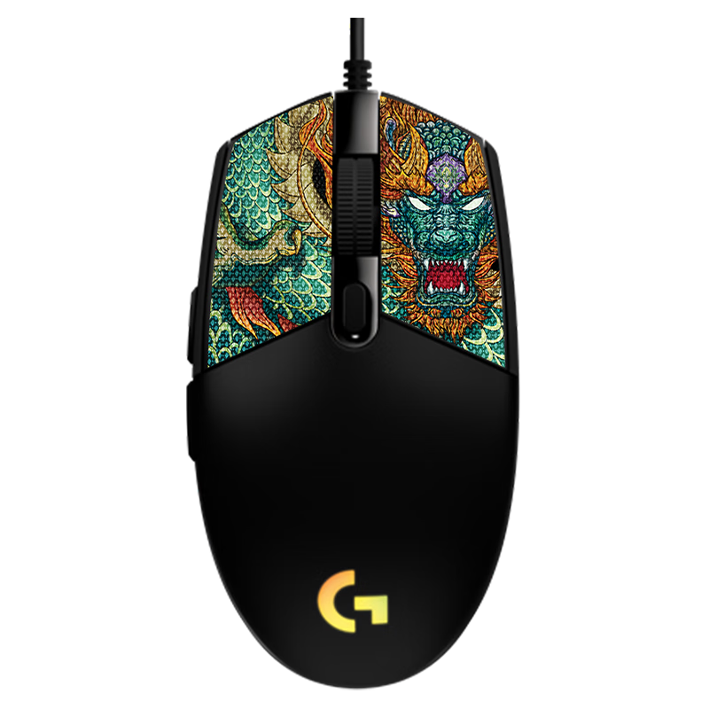 罗技（G） G102游戏鼠标有线 102黑色二代+苍龙防滑贴 89元包邮