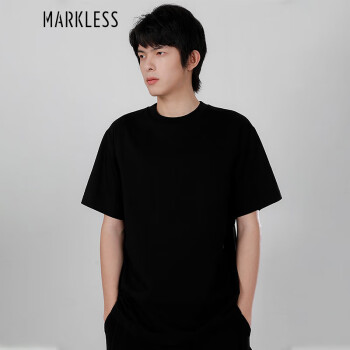 Markless T恤男士夏季短袖宽松纯色半袖 TXB3645M星空黑M