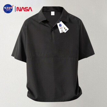 NASA GOOD 短袖t恤男夏季潮流纯色青年休闲polo翻领半袖衣服 黑XL