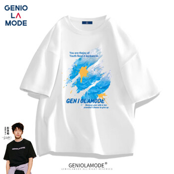 GENIOLAMODE 男士圆领短袖T恤 22317GE6577 白色 XL