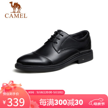 CAMEL 骆驼 商务正装皮鞋男士德比鞋办公室舒适通勤鞋子 GE12235222 黑色 40