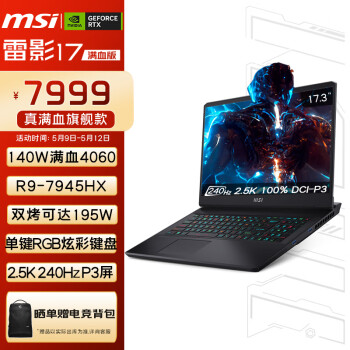 MSI 微星 雷影17满血版高端游戏本17.3英寸高性能电竞笔记本电脑