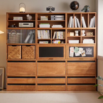 JIAYI 家逸 实木书柜自由组合格子柜家用落地书架客厅电视柜收纳储物柜矮柜