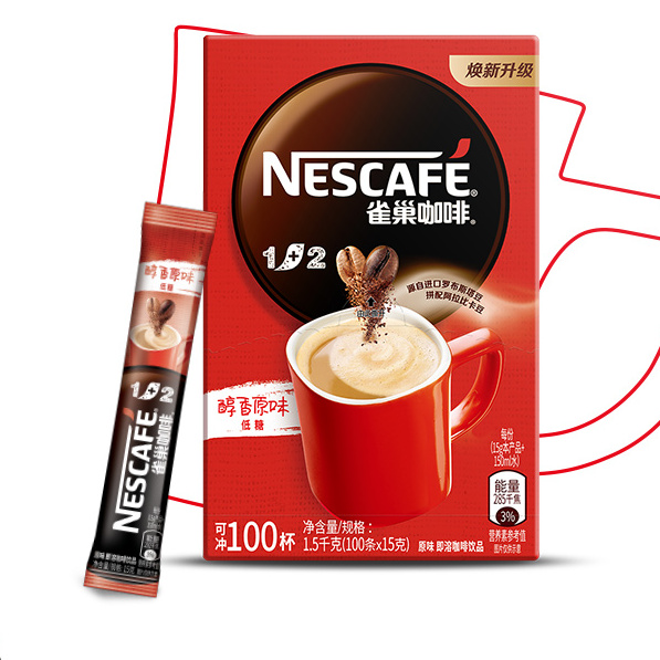 Nestlé 雀巢 1+2 低糖 即溶咖啡 醇香原味 1.35kg 券后89元