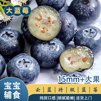 伊鲜拾光 云南蓝莓 纯甜口感 新鲜水果孕妇宝宝可食用15mm+4盒装 源头直发