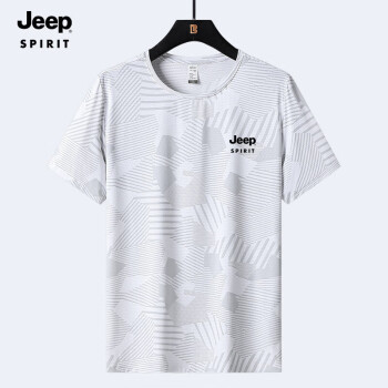 Jeep 吉普 短袖T恤男夏季冰感透气运动速干T恤打底衫 BQ8902 白色2XL