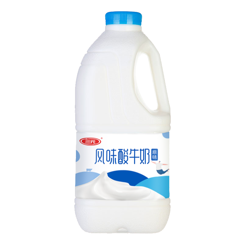 三元 原味大桶风味酸牛奶 1.8kg*1桶 家庭装酸奶 108.1元（合10.81元/件）