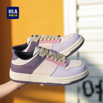 HLA 海澜之家 女鞋百搭舒适休闲鞋轻便透气板鞋HDAYXW1ACE114 紫色37