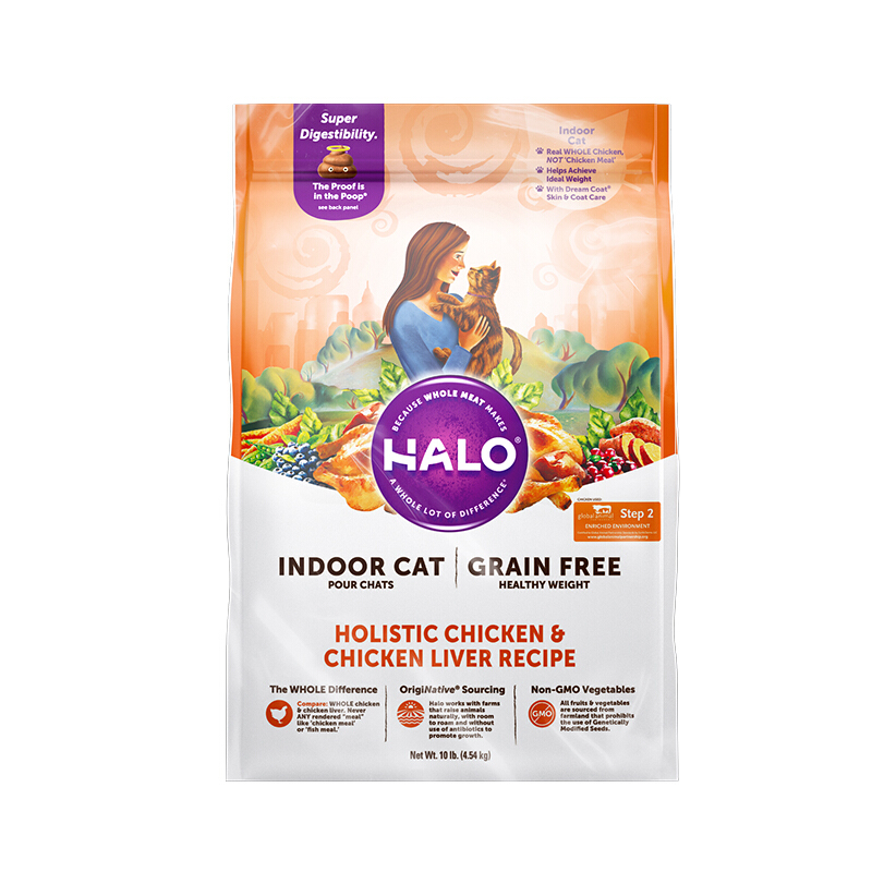 HALO 自然光环 小猫粮哺乳期孕猫幼猫奶猫粮大包装进口英短 鸡肉味10磅/4.5kg ·~ 309元