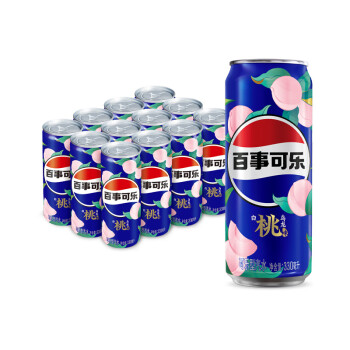 pepsi 百事 可乐 Pepsi 太汽系列 白桃乌龙味  汽水 碳酸饮料 细长罐 330ml*12听