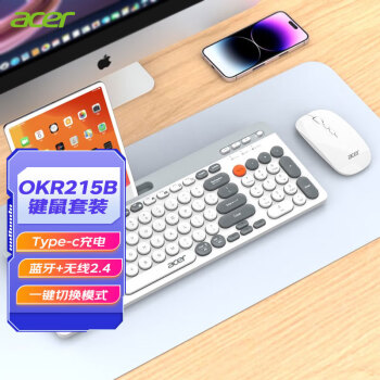 acer 宏碁 OKR215 2.4G蓝牙 双模无线键鼠套装 白灰色