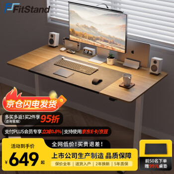 FitStand 1米电动升降电脑桌学习桌单人桌 小户型办公书桌家用写字桌 FS01