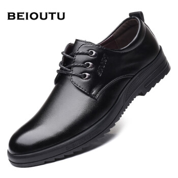 BEIOUTU 北欧图 男士商务休闲正装舒适低帮系带英伦皮鞋 581 黑色 44