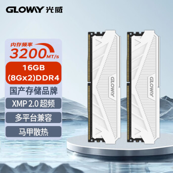 GLOWAY 光威 GW 光威 天策系列 DDR4 3200MHz 马甲条 台式机内存 皓月白 16GB 8GBx2