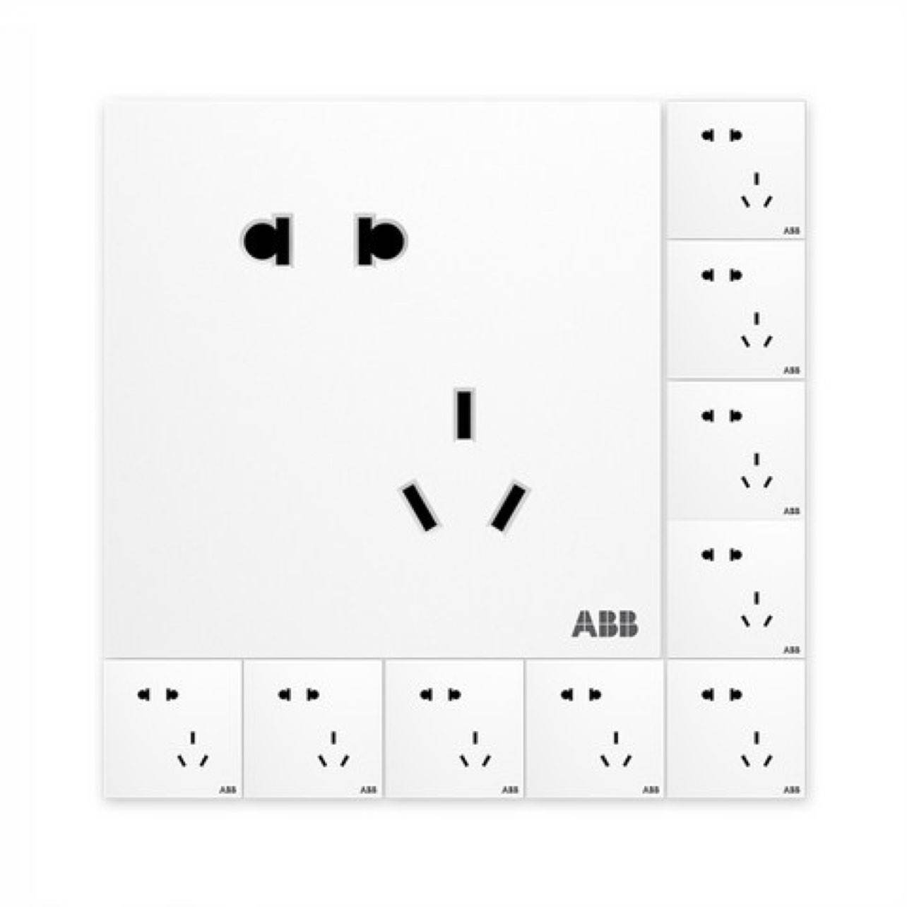PLUS会员：ABB 盈致系列 白色 错位斜五孔插座十只装 56.74元