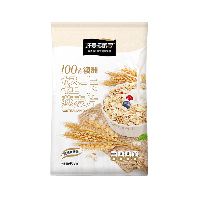 plus会员:好麦多 未添加蔗糖 澳洲纯燕麦 408g 5.7元包邮