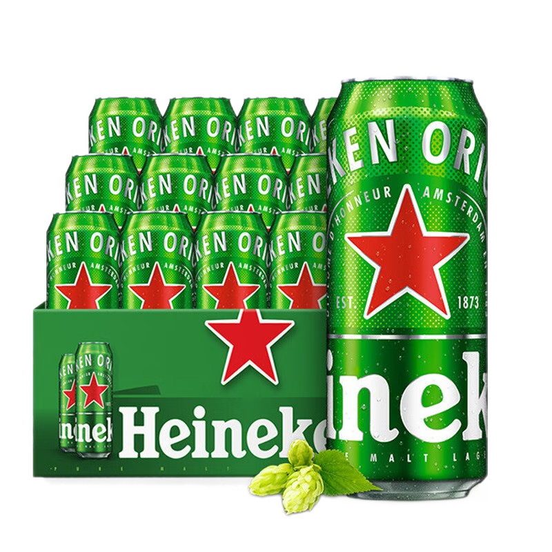 plus会员：Heineken/喜力啤酒 罐装500ml*12罐整箱易拉罐 全麦酿造啤酒  64.48元包邮