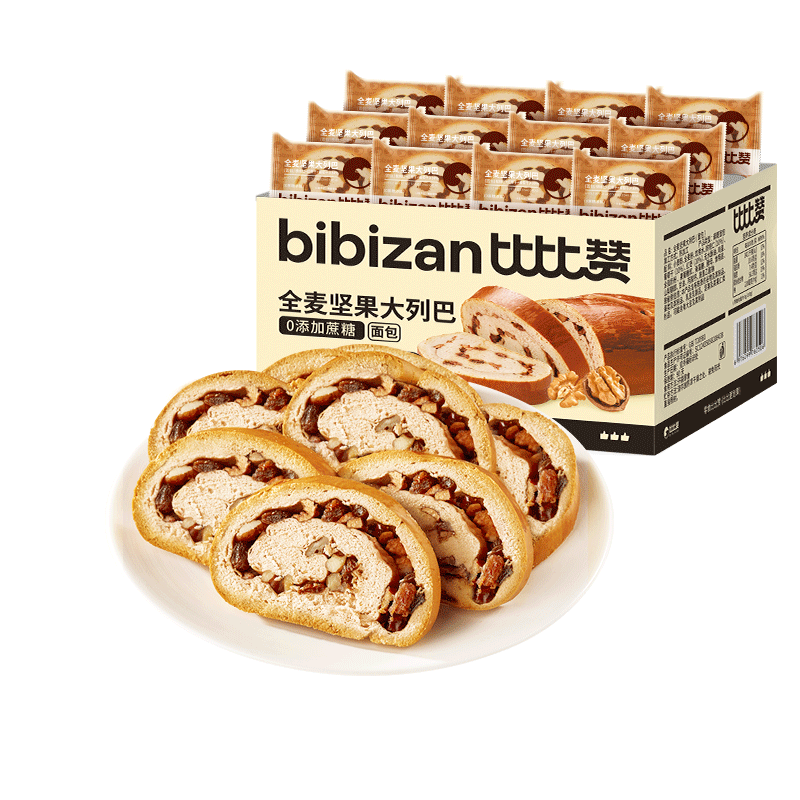 PLUS会员、需首购：BIBIZAN 比比赞 早餐面包零食 全麦坚果大列巴 300g 3.7元包邮