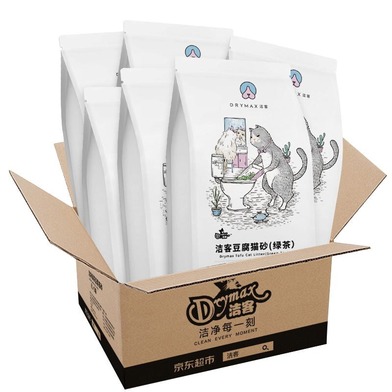 DRYMAX 洁客 豆腐砂植物环保结团除臭猫砂绿茶2.72kg*6包共16.32k 140元
