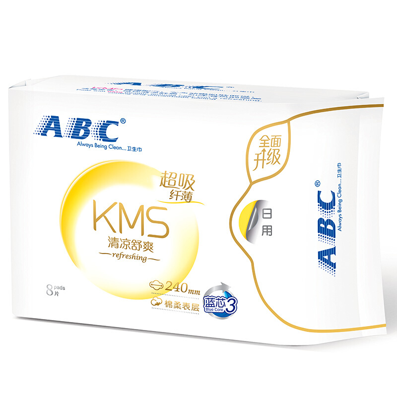 ABC 日用卫生巾组合 姨妈巾套装KMS纤薄棉柔清新舒适240mm*24片 16.72元