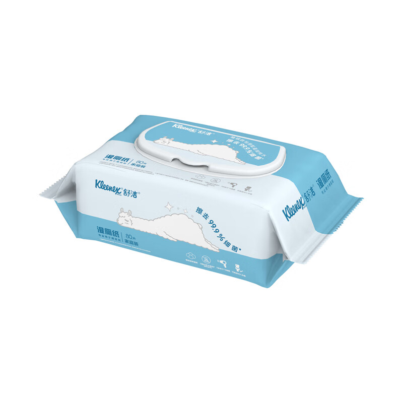 Kleenex 舒洁 湿厕纸羊驼80抽*10包 (800片)清洁湿纸巾 私处清洁 擦去99.9%细菌 79.9元