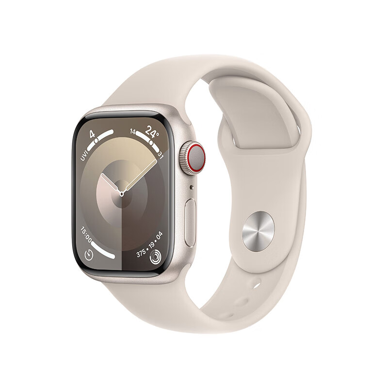 Apple 苹果 Watch Series 9 智能手表 GPS+蜂窝网络款 41mm 星光色铝金属表壳 星光色橡胶表带 S/M 券后3099元