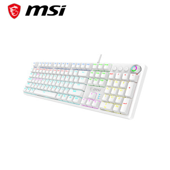 MSI 微星 GK50Z V2 机械键盘 红轴 RGB光效 有线 游戏电竞办公键盘 104键 吃鸡键盘 白色