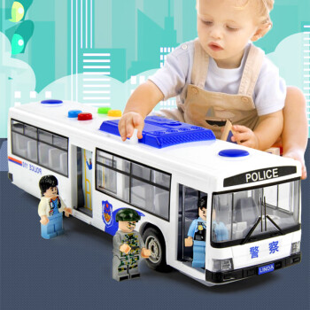 采石 儿童警车玩具男孩公交巴士救护车大号汽车模型宝宝2岁3男童警车