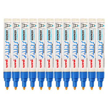 uni 三菱铅笔 PX-20 单头中字油漆笔 蓝色 12支装
