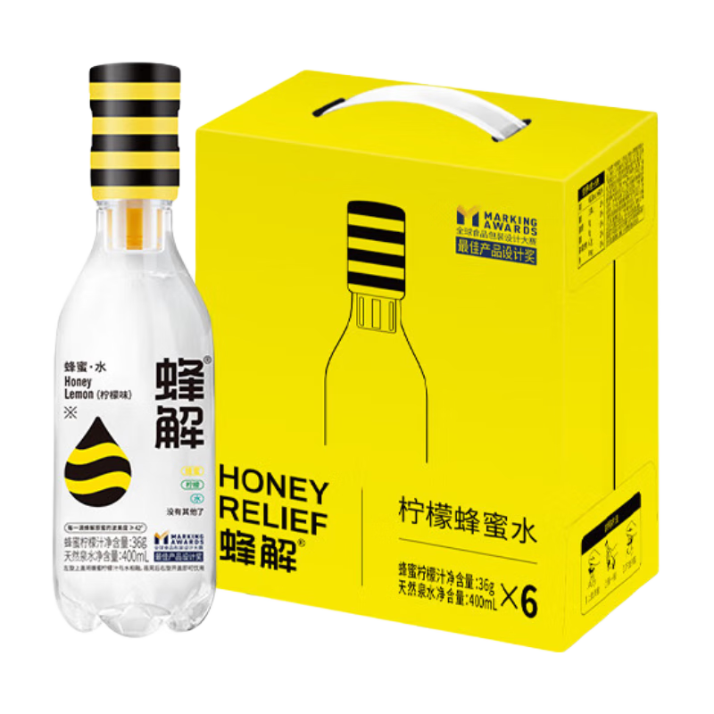PLUS会员: 蜂解（Honey Relief）分离式柠檬蜂蜜水 436g*6瓶  28.41元包邮（需关注店铺）