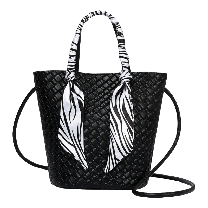 需首购、PLUS会员:啄木鸟水桶包女2024新款时尚编织 经典黑 小包 145.9元