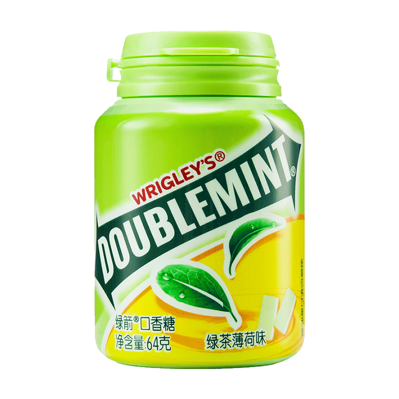 需换购:绿箭(DOUBLEMINT)口香糖 绿茶薄荷味约40粒/瓶 零食糖果 口气清新糖 5.6元包邮