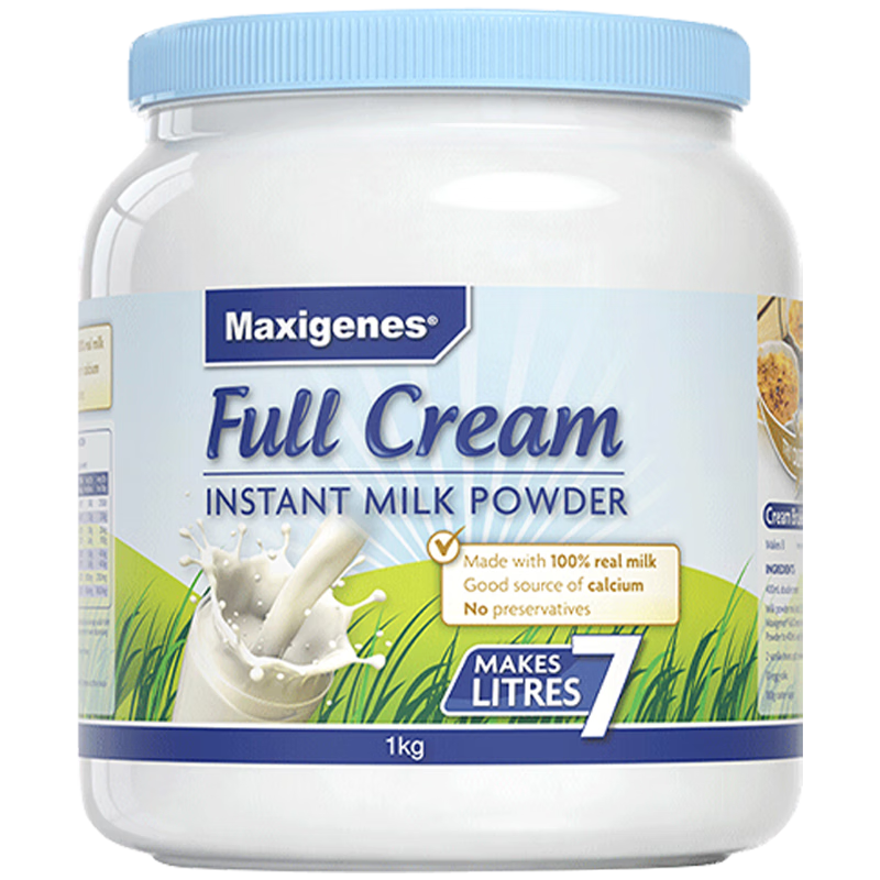 有券的上、PLUS会员：Maxigenes 美可卓 全脂高钙奶粉 1kg*2件+凑单 129.82元（合64.91元/件）（需凑单，实付142.72）