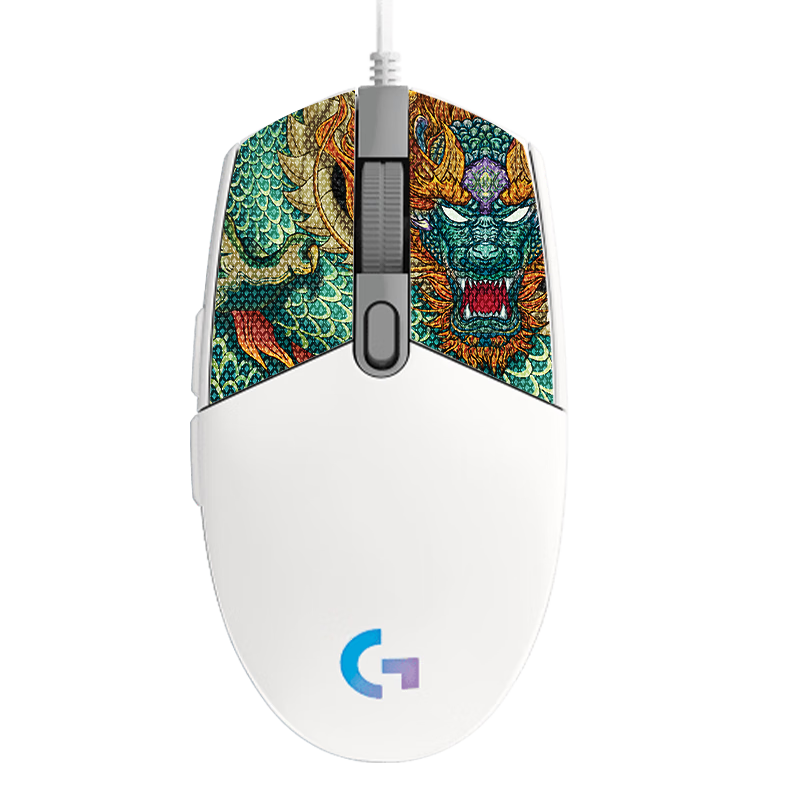 罗技 GG102 游戏鼠标有线机械RGB 白色/黑色二代+苍龙防滑贴 88.73元（非PLUS会员89元）