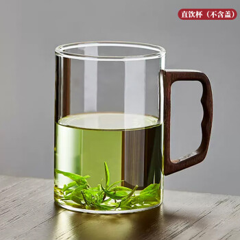 泥也绿茶杯玻璃水杯子泡茶耐冷耐热高硼硅办公男士带把玻璃凉水杯