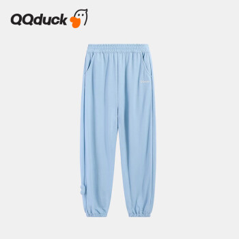 QQ duck 可可鸭 童装儿童裤子女童裤子中大童运动裤可爱防蚊裤蓝色；150